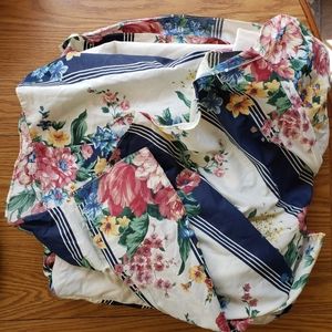 Croscill Floral Stripe Cottage Bed Skirt Vintage